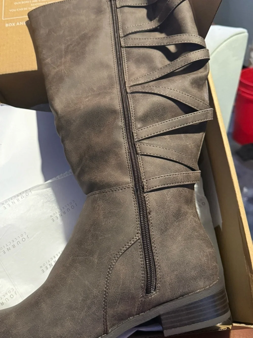 New Journee Collection Women's Carly Extra Wide Calf Belted Knee High Boots 9